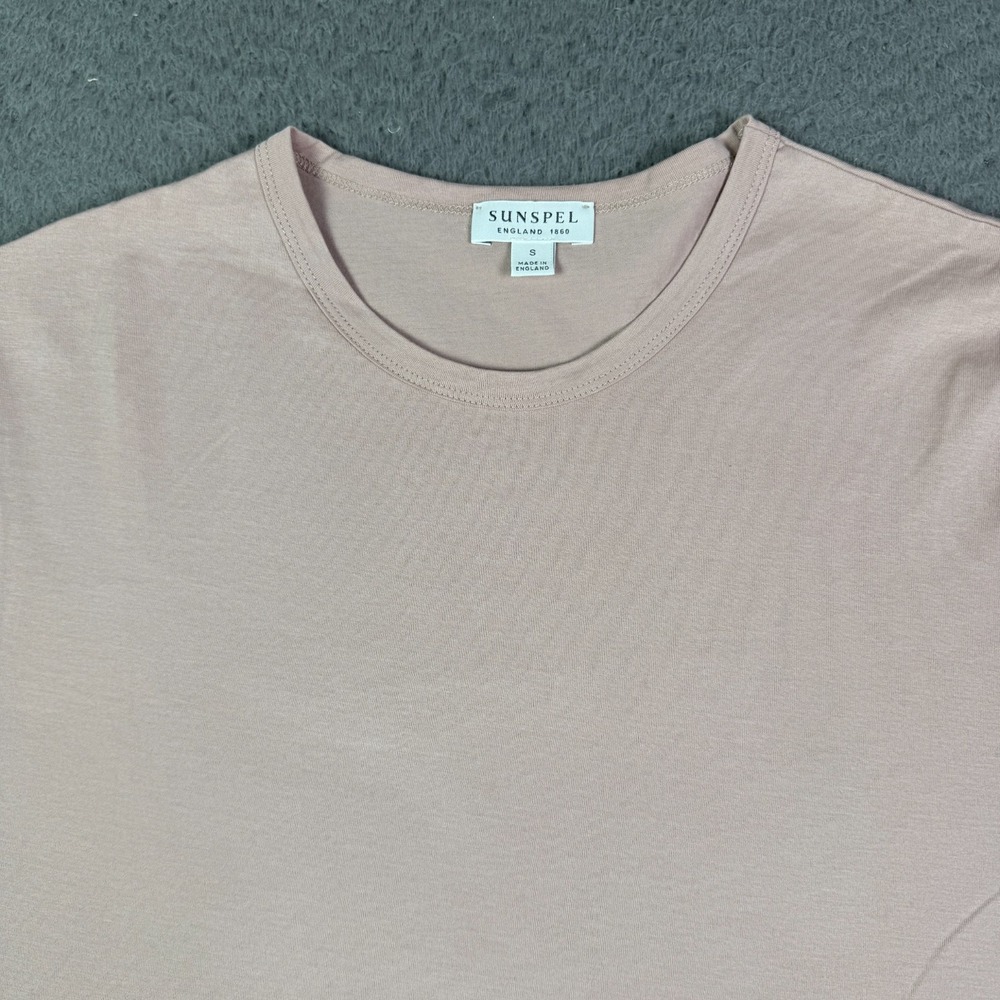 Sunspel Classic T-Shirt Mens S Pale Pink Short Sleeve Cotton Crew Neck England